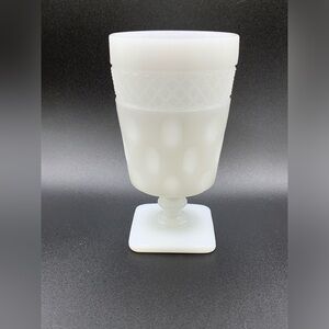 Vtg McKee Opal Milk Glass Goblet Thumbprint Pattern Replacement 1960s